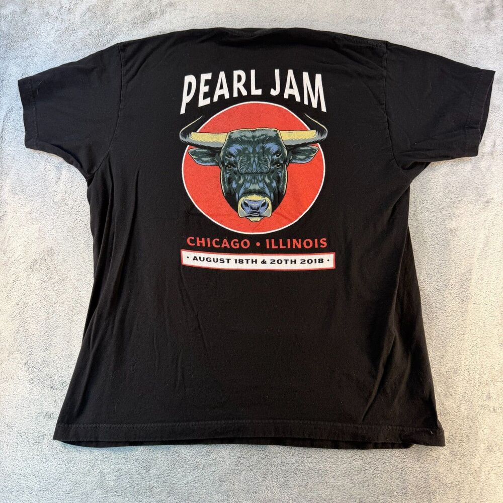 Pearl Jam Chicago 2018 Bull Tour T-Shirt Wrigley Field Concert XL Black